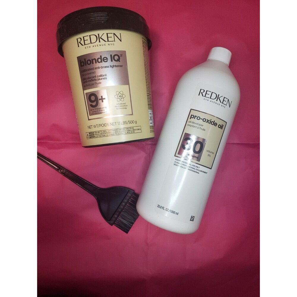 REDKEN BLONDE IQ OIL POWDER LIGHTENER 1.1 LBS w BLONDE IQ 30 VOL DEVELOPER Set